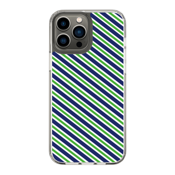 スリムプロテクションケース［ Small Stripe - Navy × Green ］