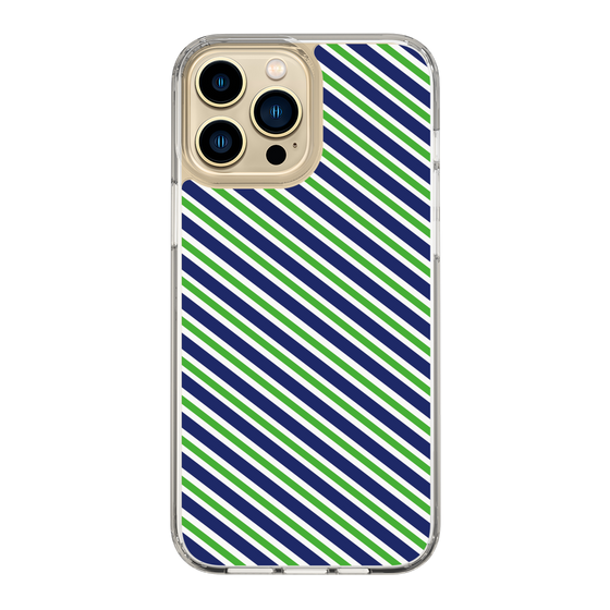 スリムプロテクションケース［ Small Stripe - Navy × Green ］