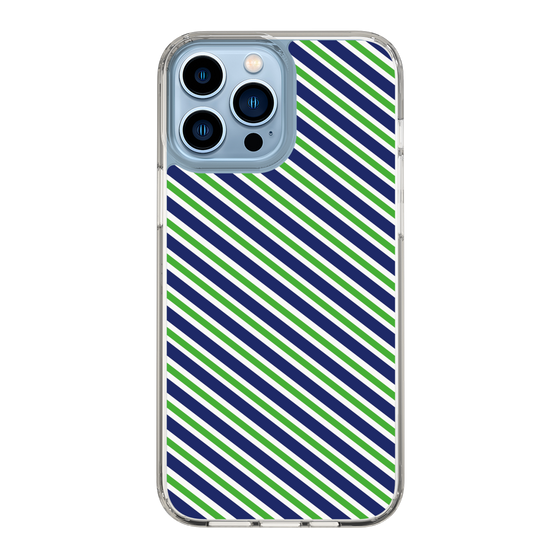 スリムプロテクションケース［ Small Stripe - Navy × Green ］