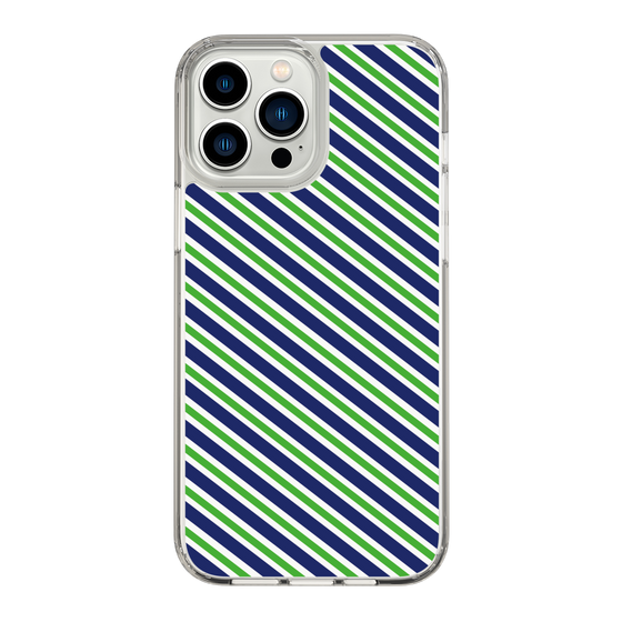 スリムプロテクションケース［ Small Stripe - Navy × Green ］