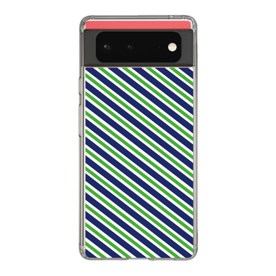 スリムプロテクションケース［ Small Stripe - Navy × Green ］