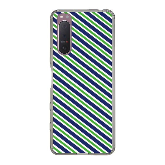スリムプロテクションケース［ Small Stripe - Navy × Green ］