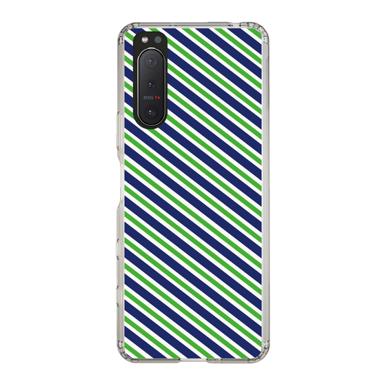 スリムプロテクションケース［ Small Stripe - Navy × Green ］