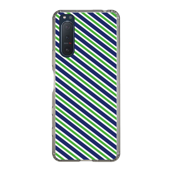 スリムプロテクションケース［ Small Stripe - Navy × Green ］