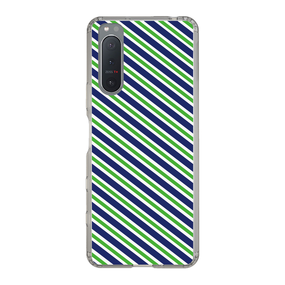 スリムプロテクションケース［ Small Stripe - Navy × Green ］