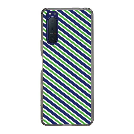 スリムプロテクションケース［ Small Stripe - Navy × Green ］