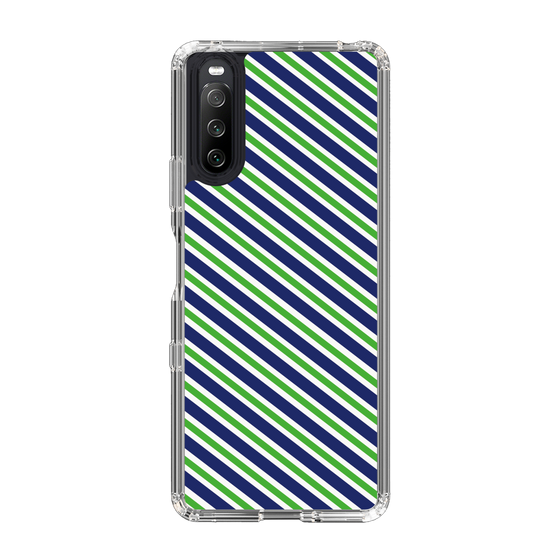 スリムプロテクションケース［ Small Stripe - Navy × Green ］