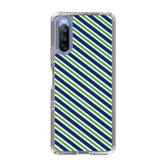 スリムプロテクションケース［ Small Stripe - Navy × Green ］