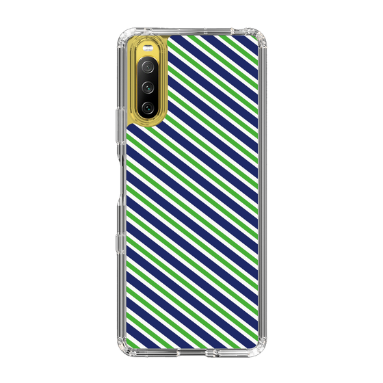 スリムプロテクションケース［ Small Stripe - Navy × Green ］