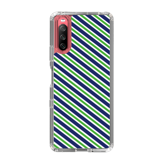 スリムプロテクションケース［ Small Stripe - Navy × Green ］