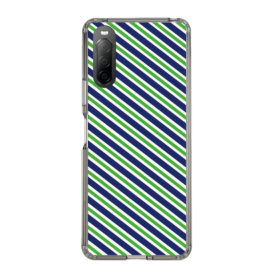 スリムプロテクションケース［ Small Stripe - Navy × Green ］