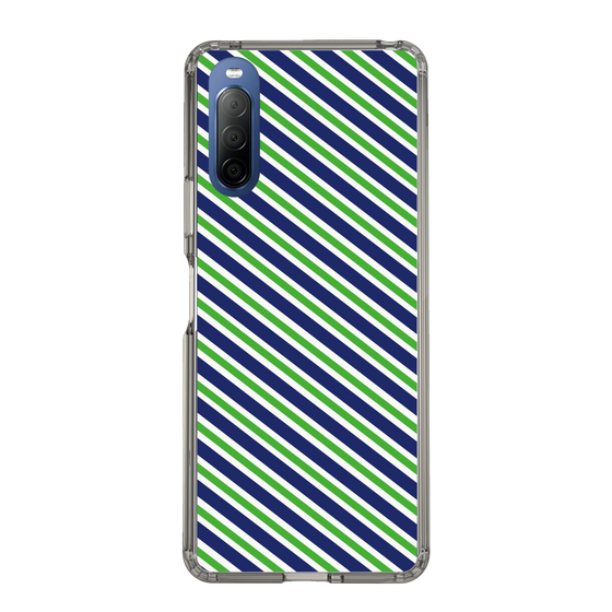 スリムプロテクションケース［ Small Stripe - Navy × Green ］