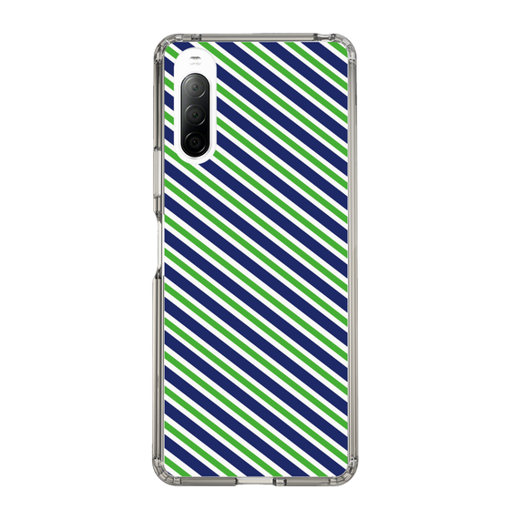 スリムプロテクションケース［ Small Stripe - Navy × Green ］