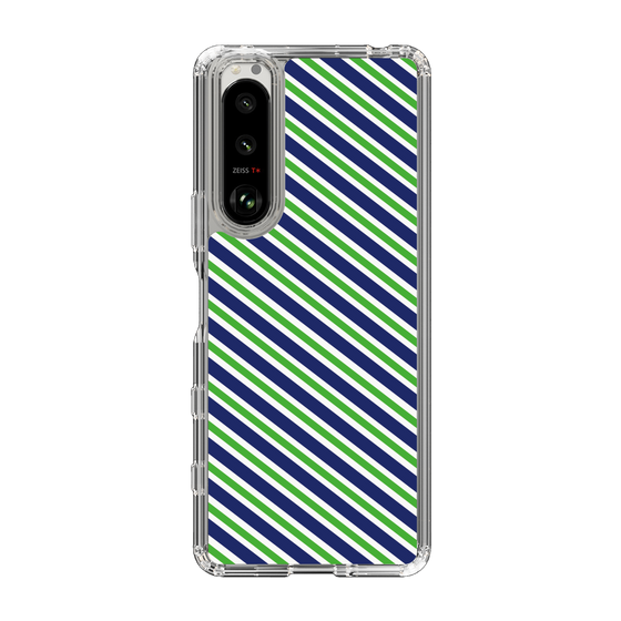 スリムプロテクションケース［ Small Stripe - Navy × Green ］