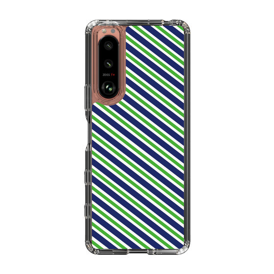 スリムプロテクションケース［ Small Stripe - Navy × Green ］