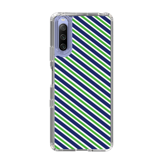 スリムプロテクションケース［ Small Stripe - Navy × Green ］