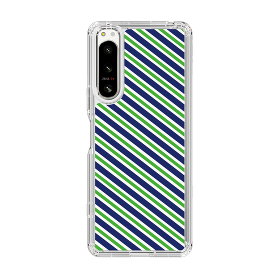 スリムプロテクションケース［ Small Stripe - Navy × Green ］
