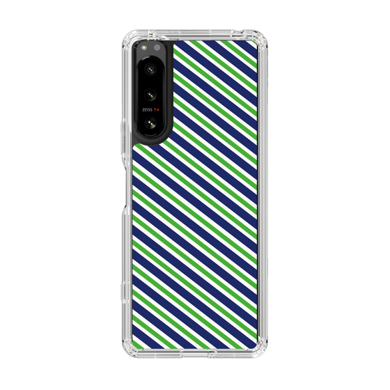 スリムプロテクションケース［ Small Stripe - Navy × Green ］