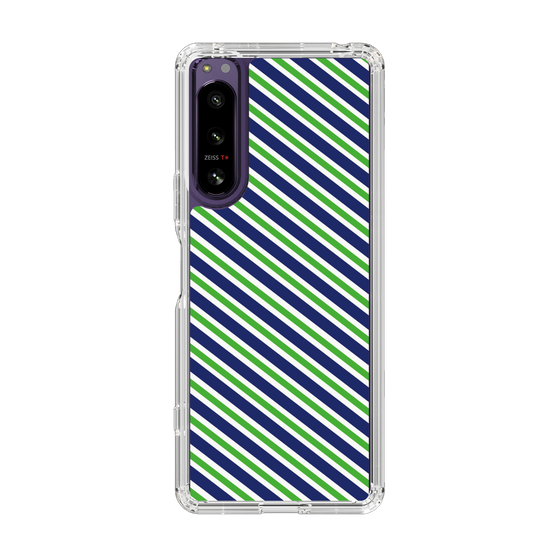 スリムプロテクションケース［ Small Stripe - Navy × Green ］