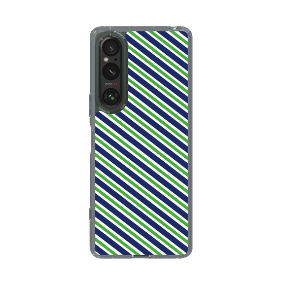 スリムプロテクションケース［ Small Stripe - Navy × Green ］