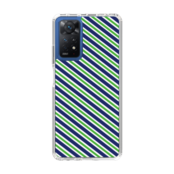 スリムプロテクションケース［ Small Stripe - Navy × Green ］