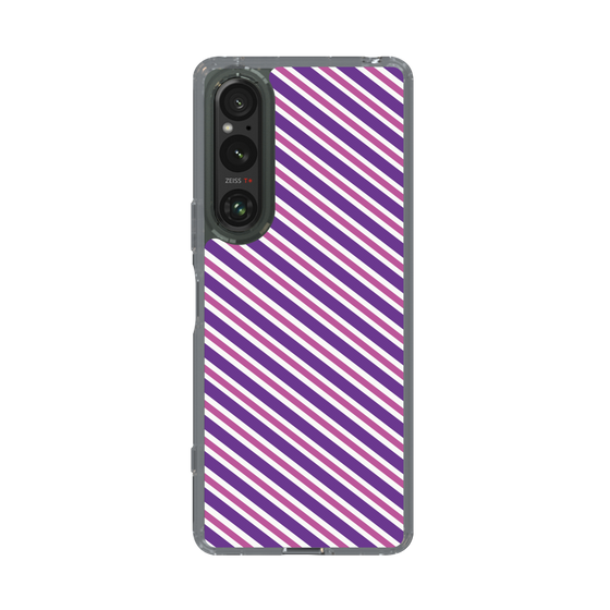 スリムプロテクションケース［ Small Stripe - Purple × Pink ］