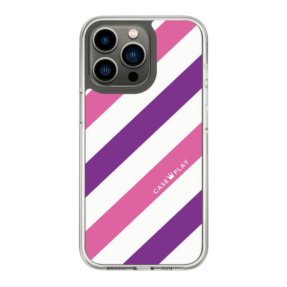 スリムプロテクションケース［ Big Stripe - Purple × Pink ］