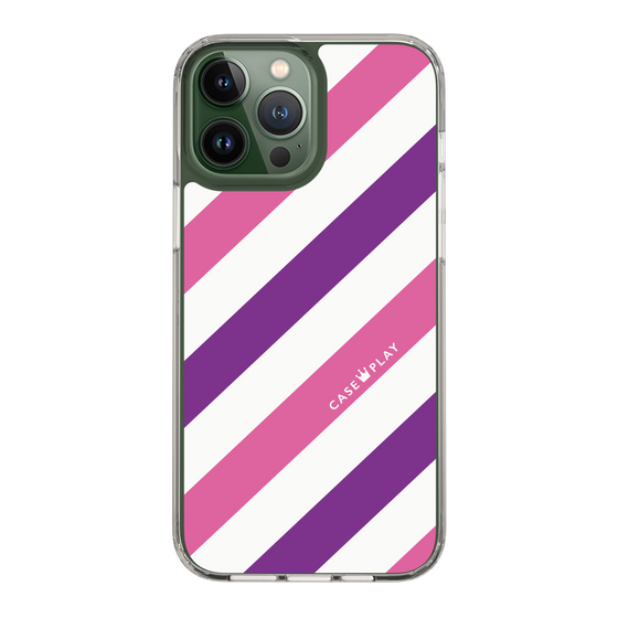 スリムプロテクションケース［ Big Stripe - Purple × Pink ］