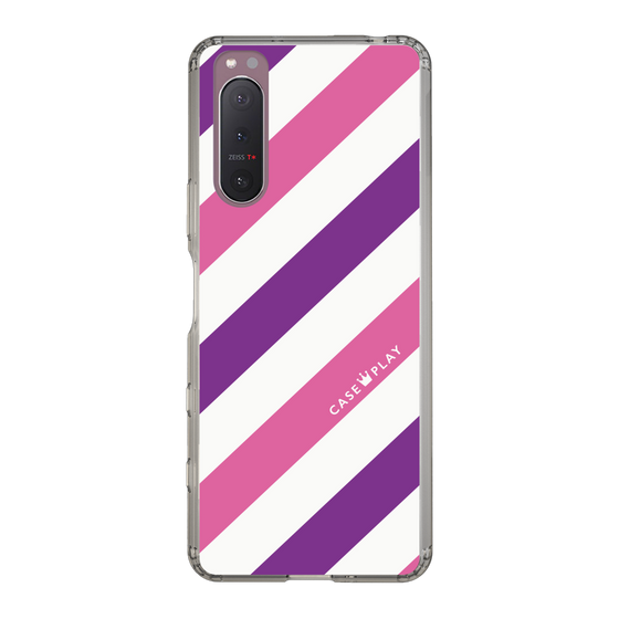 スリムプロテクションケース［ Big Stripe - Purple × Pink ］