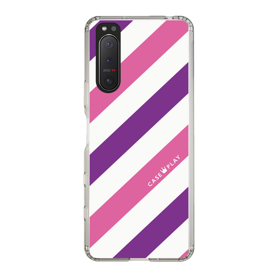 スリムプロテクションケース［ Big Stripe - Purple × Pink ］
