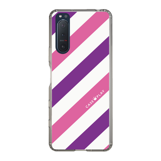 スリムプロテクションケース［ Big Stripe - Purple × Pink ］