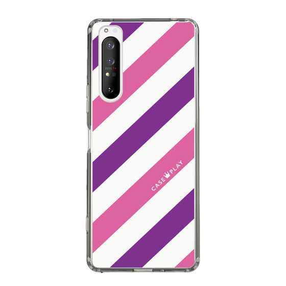 スリムプロテクションケース［ Big Stripe - Purple × Pink ］