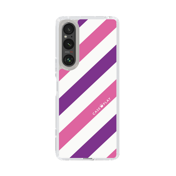 スリムプロテクションケース［ Big Stripe - Purple × Pink ］