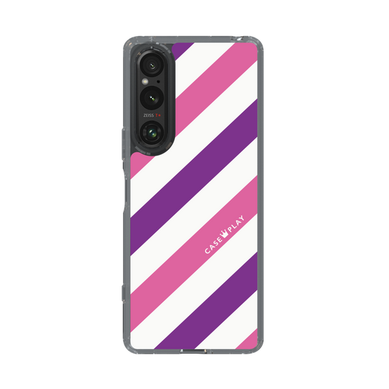 スリムプロテクションケース［ Big Stripe - Purple × Pink ］