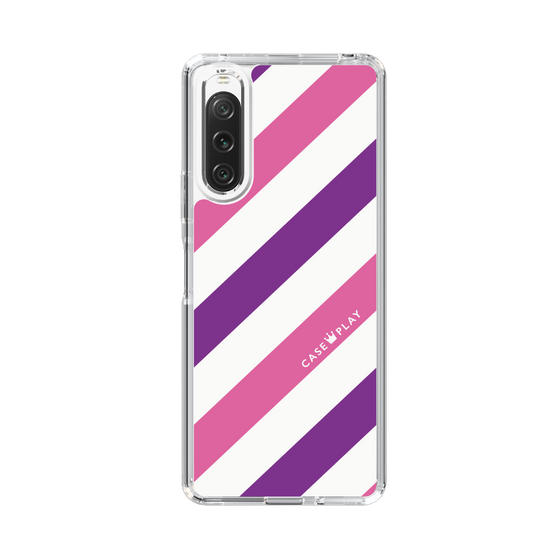 スリムプロテクションケース［ Big Stripe - Purple × Pink ］