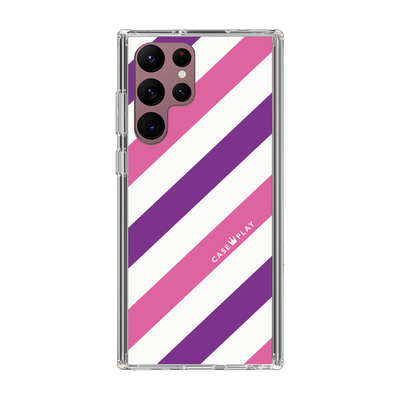 スリムプロテクションケース［ Big Stripe - Purple × Pink ］