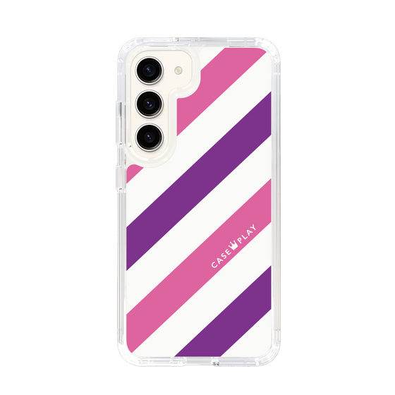 スリムプロテクションケース［ Big Stripe - Purple × Pink ］