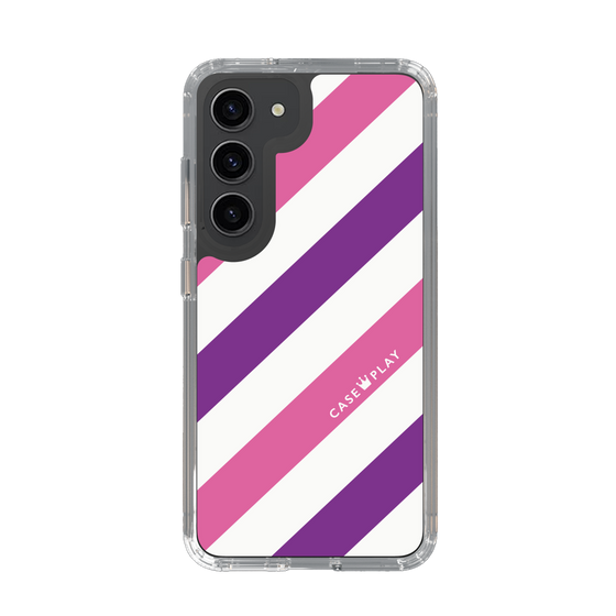スリムプロテクションケース［ Big Stripe - Purple × Pink ］