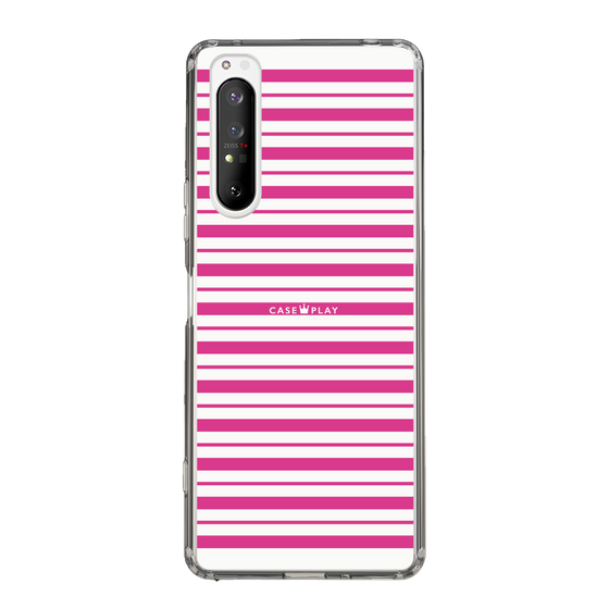 スリムプロテクションケース［ Small Border - Pink ］