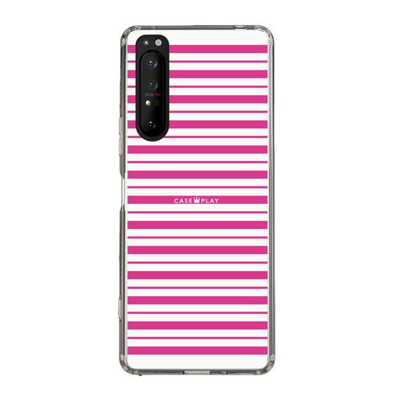 スリムプロテクションケース［ Small Border - Pink ］