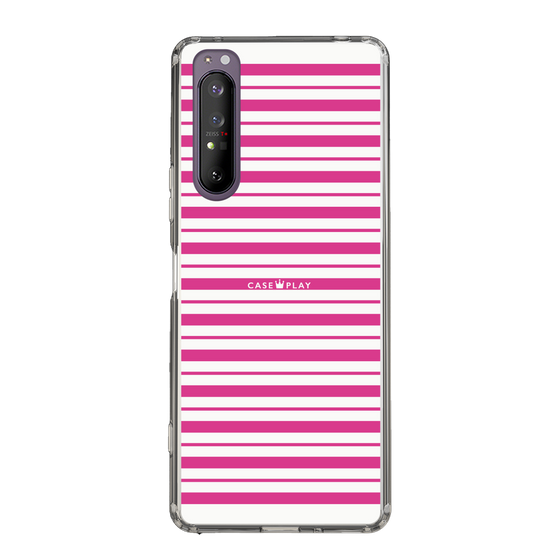 スリムプロテクションケース［ Small Border - Pink ］