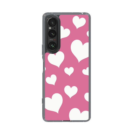 スリムプロテクションケース［ Dot Hearts - Pink ］