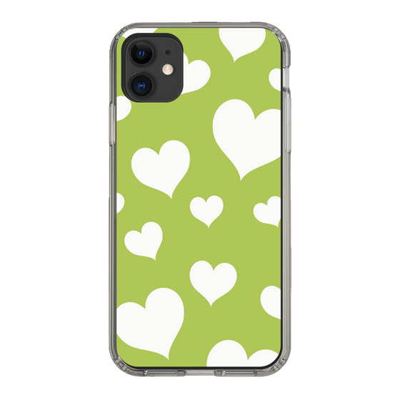 スリムプロテクションケース［ Dot Hearts - Green ］