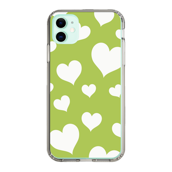 スリムプロテクションケース［ Dot Hearts - Green ］