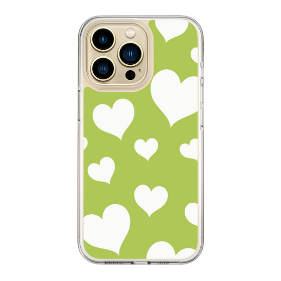 スリムプロテクションケース［ Dot Hearts - Green ］