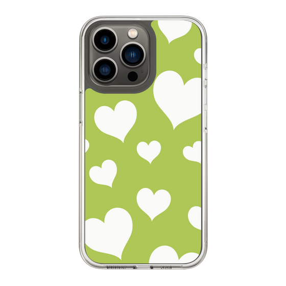 スリムプロテクションケース［ Dot Hearts - Green ］