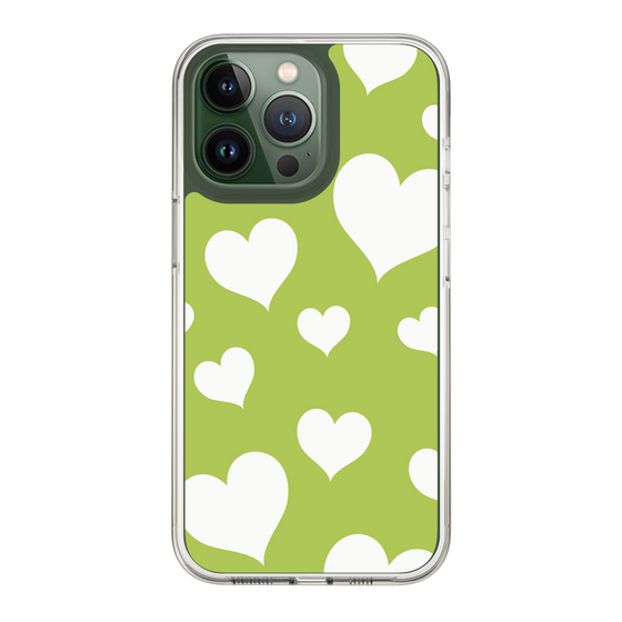 スリムプロテクションケース［ Dot Hearts - Green ］