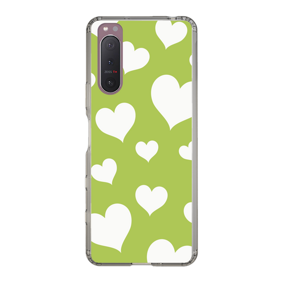 スリムプロテクションケース［ Dot Hearts - Green ］