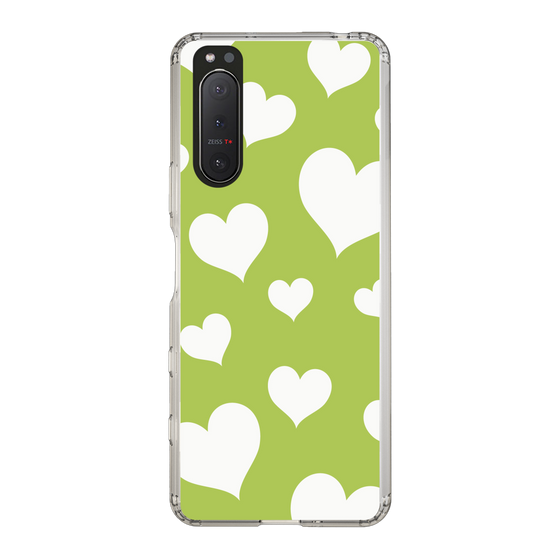 スリムプロテクションケース［ Dot Hearts - Green ］
