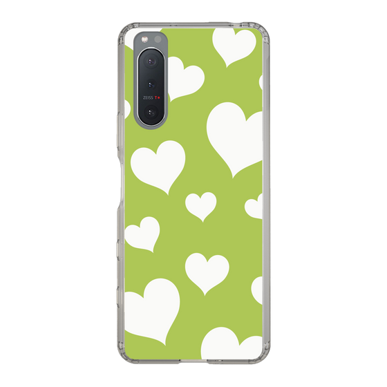 スリムプロテクションケース［ Dot Hearts - Green ］